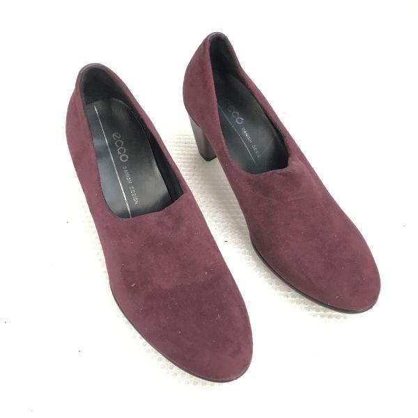 ecco DANISH DESIGN Suede Leather Booties High Heel Pumps Size 35 22.0-22.5 Purple Red(USED)
