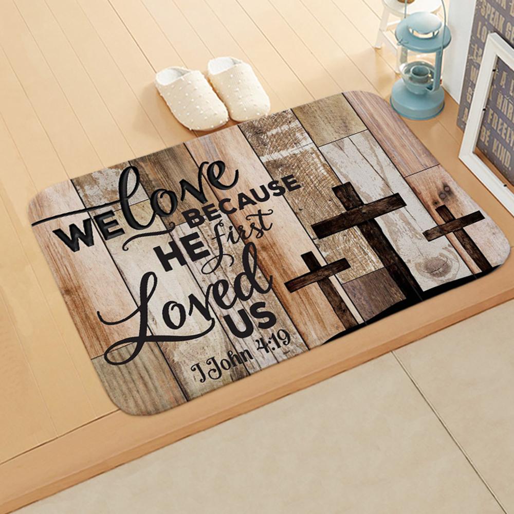 Letter Print Doormats Rectangle Non-Slip Flannel Door Mat Bedroom Kitchen Entrance Floor Mat Doormats 2021 Door Mat Balcony Mats