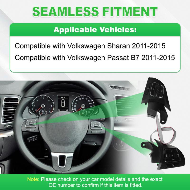 

For Volkswagen VW Sharan Passat B7 2011 2012 2013 2014 2015 Steering Wheel Switch Cruise Control Button 56D959538A 56D959537B