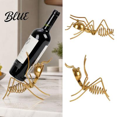 Durable Metal Wine Stand Ant Rack Freestanding Bottle Holder Stable Retro Electroplated Rack Art Ornament Red Stand for Home Kitchen Bar