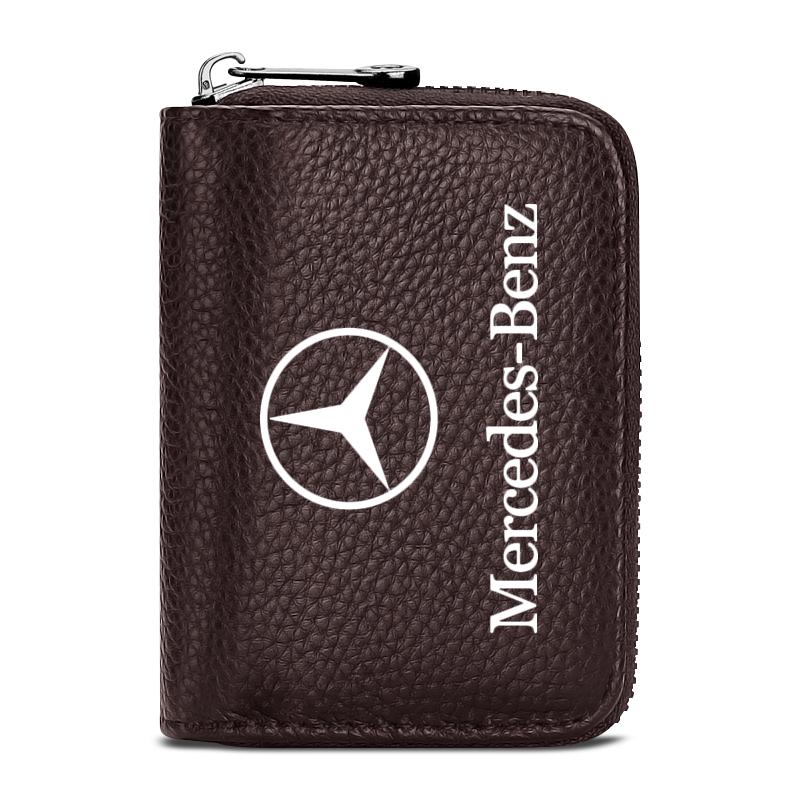 Genuine Leather Car Drivers License ID Card Passport Card Wallet For Mercedes Benz AMG W212 W205 W246 W177 W176 W213 GLC GLE GLS ML Welcome Laser Lamp