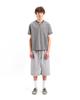 Pokeopeiseu Stripe Henley Neck T-Shirts Gray