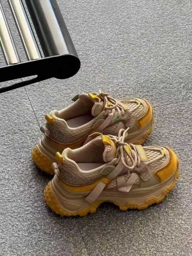 2025 Women's Autumn Dad Shoes - Stylish, Height-Increasing, Elegant European Design with Rhinestone Details