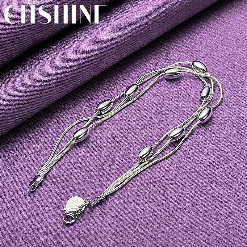 CHSHINE 925 Sterling Silver Three Snake Chain Beads Bracelet For Women Wedding Fashion Charm Jewelry