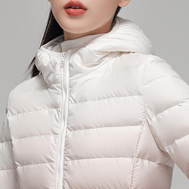 Autumn and winter new light down jacket women's short hooded casual fashion thin gradual change color white duck down jacket