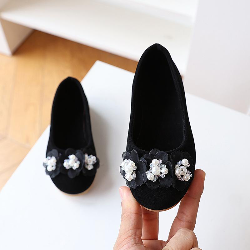 Sladké dívčí ploché boty Módní elegantní dětské kožené boty Protiskluzové Všestranné Dětské princeznovské baleríny Měkká podrážka