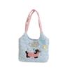 Trendy Street Style Student Tote Bag With Cute Embroidered Dog In Beautiful Hues