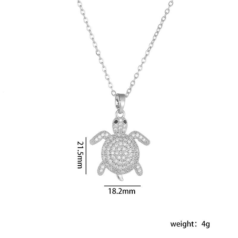 Colorful Zircon Cute  Sea Tortoise Pendant Necklaces for Women Girls Jewelry Gifts Turtle Zircon Pendant Necklace Birthday Gifts