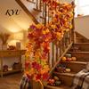 Thanksgiving Home Decor Artificial Fall Maple Leaf Garland, Autumn Foliage Hanging Vine, Harvest Party Decorations Reusable for Fireplace Staircase