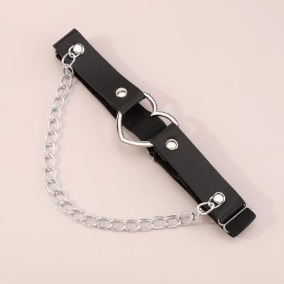 Yousheng Thigh Ring Black Faux Leather Strap Link Chain Gothic Punk Sexy Gift Elastic Love Heart Charm Leg Garter Belt Body Jewelry