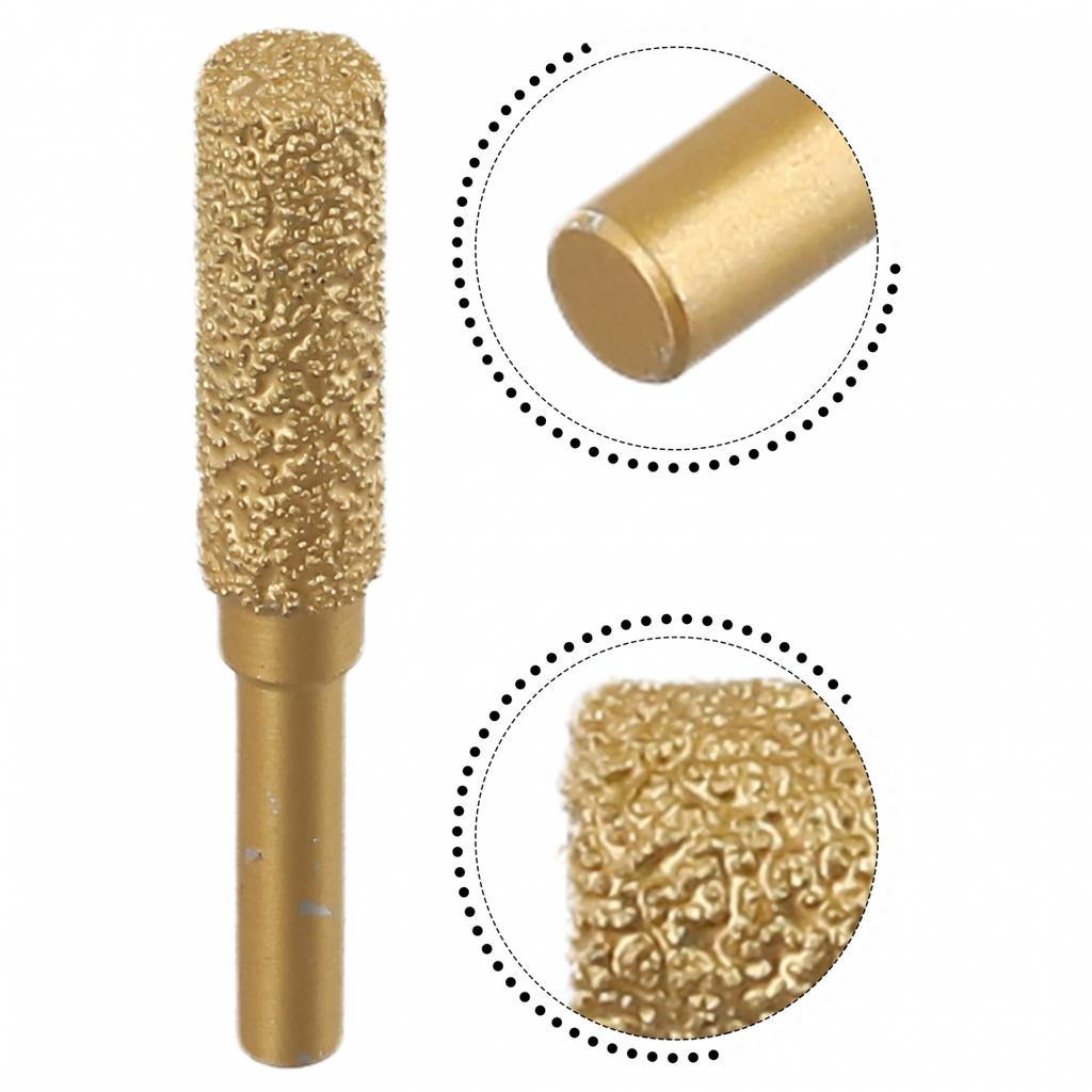Złota główka diamentowa frezowa 6mm okrągły trzpień 8/10/13/15/20/25mm diament