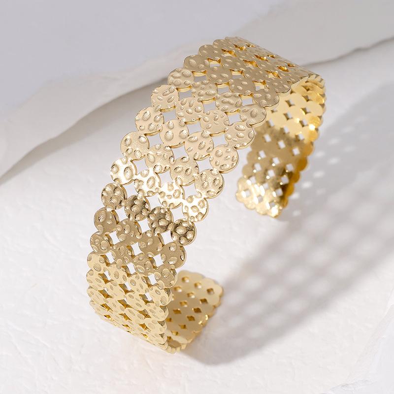 Non-tarnish Stainless Steel Open Bracelet Geometric Advanced Sense Bracelet Light Luxury Metal Sense Personalized Bracelet