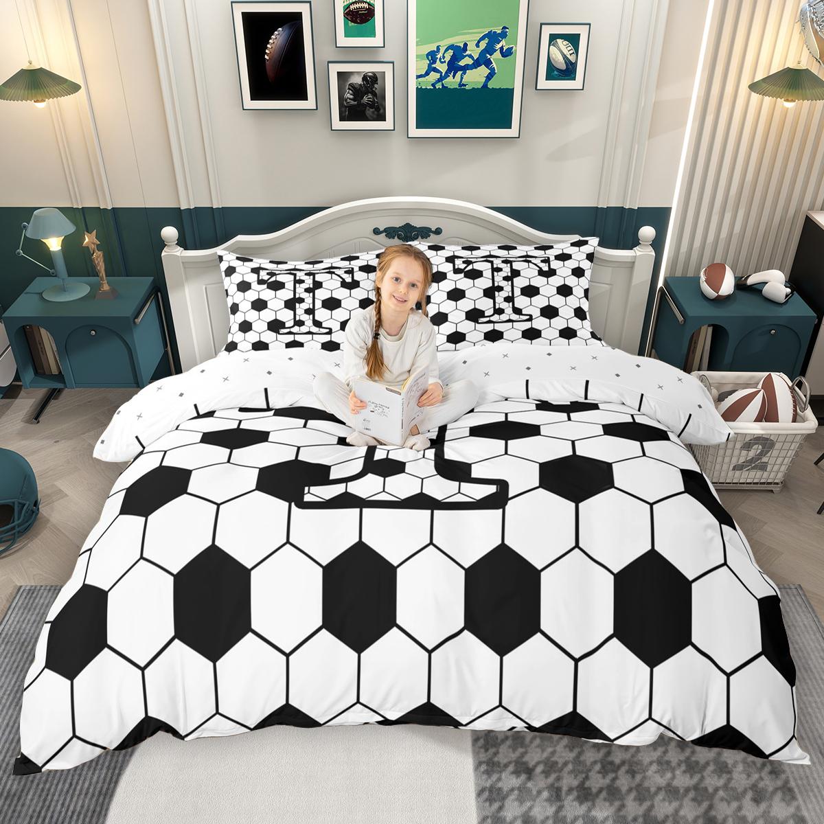 

Homewish Football Soccer Duvet Cover Set, Sports Initial Comforter Cover Set, Personalized Monogrammed Bed Set DE XS 100x135cm 2pcs&set