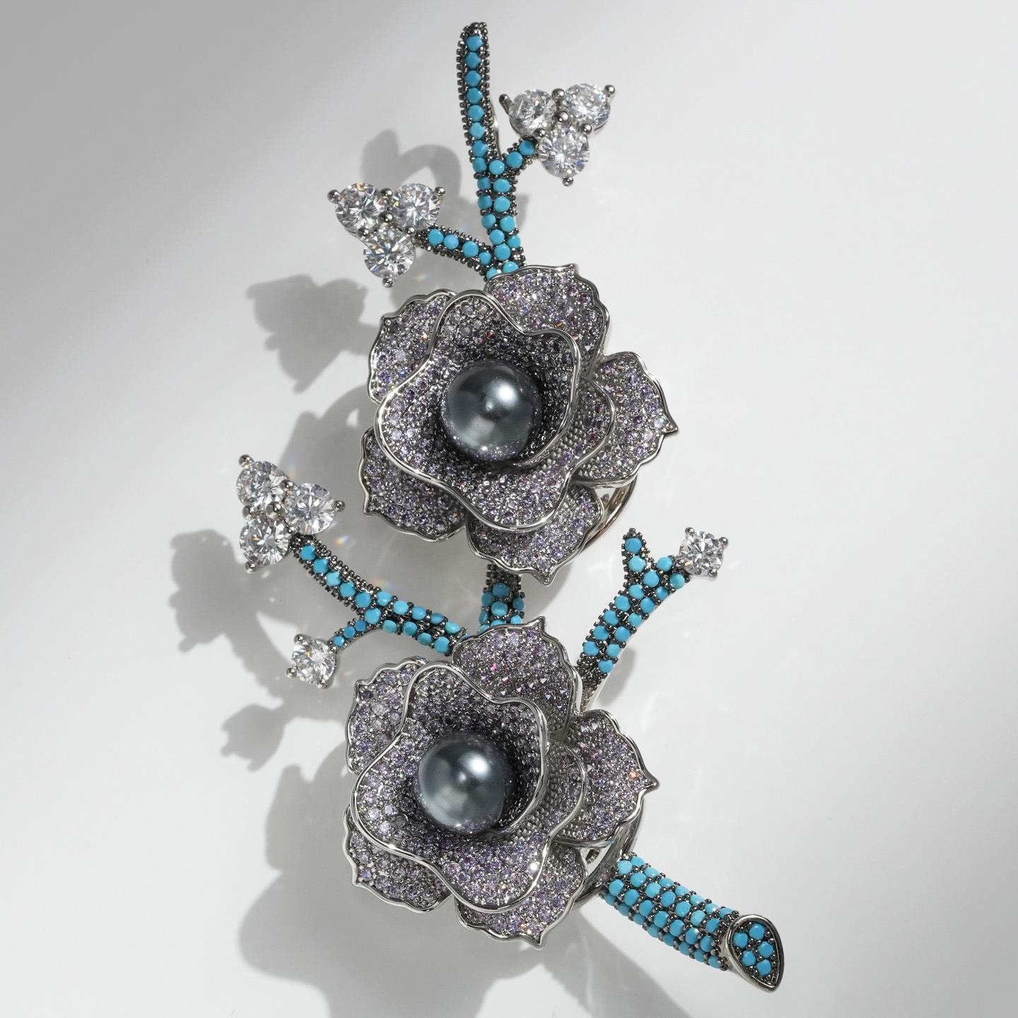 Bo Xin Yun Camellia Brooch & Detachable Earring Corsage - Elegant Green Pin Accessory