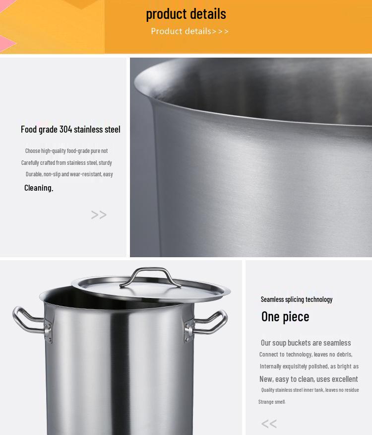 Premium Thickened Stainless Steel Stockpot with Compound Bottom, Sandblasted Finish for Commercial Use