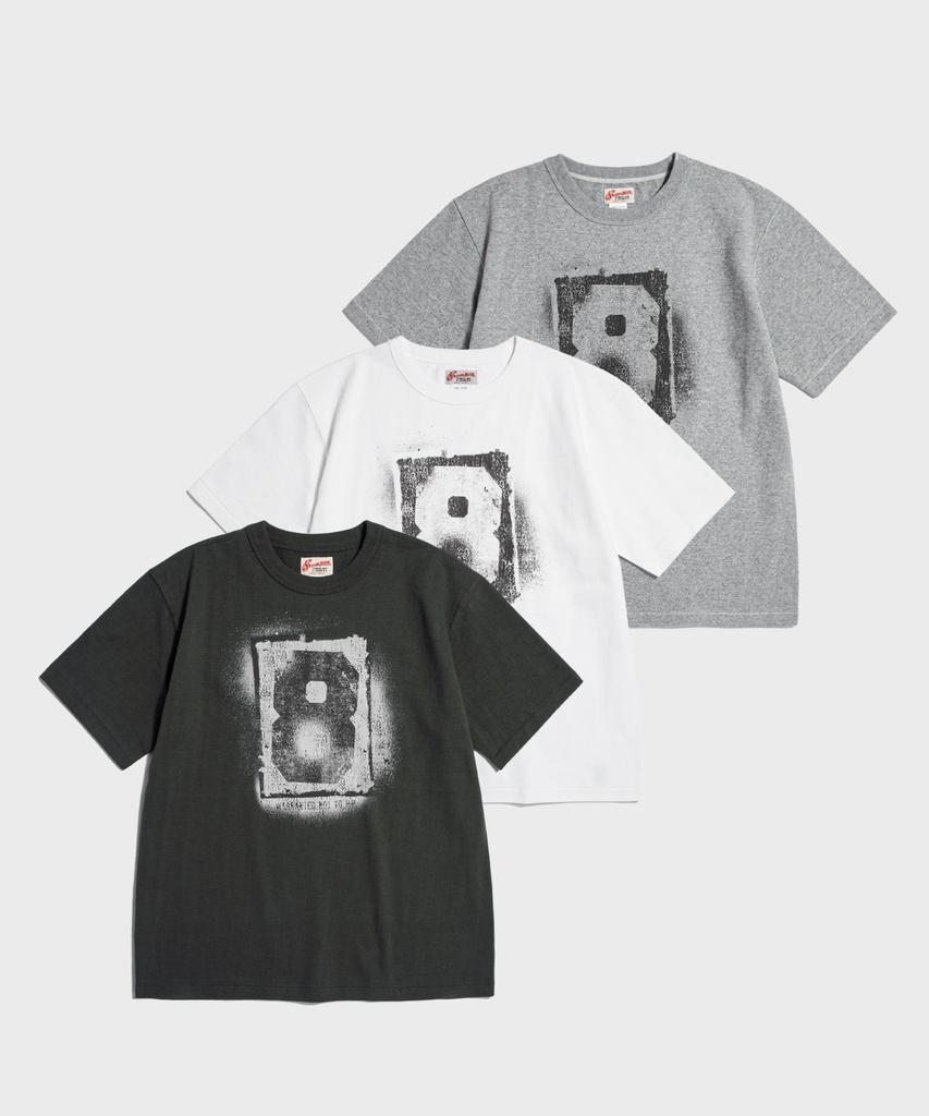 Beulonseun Spray Number Loopwheeled Graphic Tee White