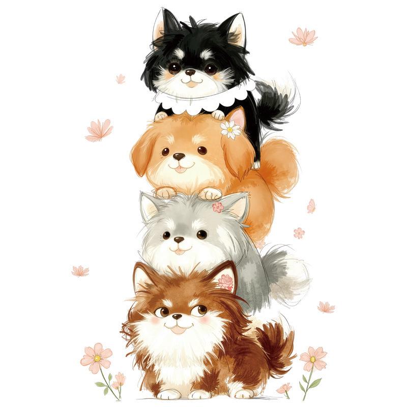 Adorable Cartoon Cat Wall Stickers: Self-Adhesive, Stackable Decor for Kids' Rooms