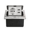German Standard Pop-up Floor Socket with USB, EU & UK Compatibility - Silver