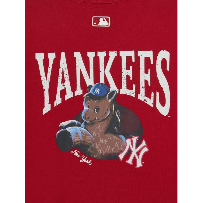 MLB New York Yankees FW25 Cavalo do Zodíaco Gola Redonda Algodão Pulôver Manga Curta Camiseta Unissex T-Shirt 3ATSQ0161-50RDD