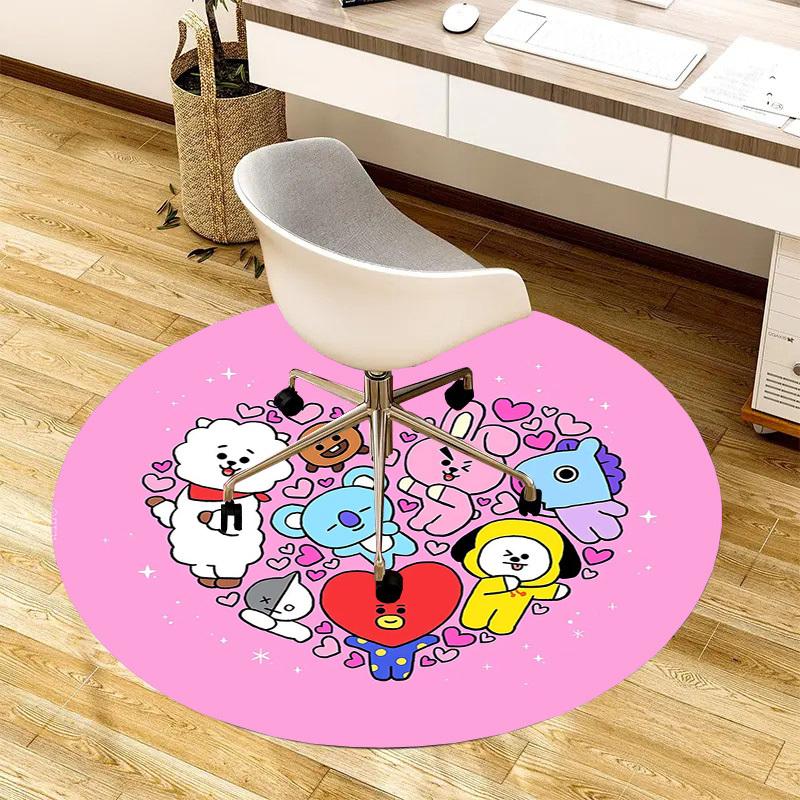 1pc BT21 Characters Heart Shape Round Carpet, Made of Polyester,Perfect for Decorating Office Chairs, Living Rooms,fplt029