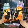 1PC Sunset Elk Pattern 750ml Color Plastic Sports Water Bottle Leakproof Flip Straw Lid Suitable for Sports Office Home Use