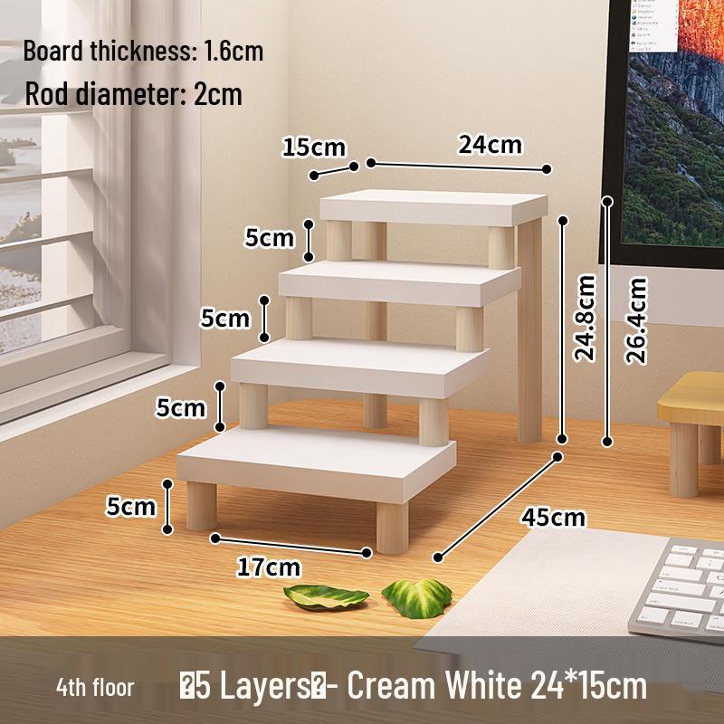 Desktop Ladder-Style Solid Wood Flower Stand for Small Plants and Succulents