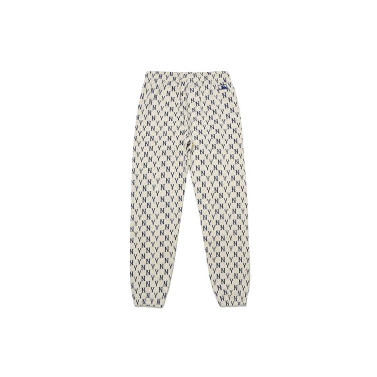 New MLB Monogram MLB Basic Logo Knitted Sweatpants Unisex Cream 3ATPM0121-50CRS