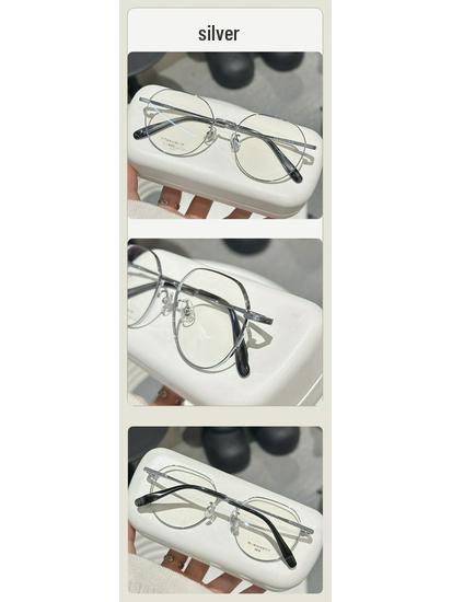 Jinghe Pure Titanium Optical Eyeglass Frame for Large Faces, Slimming Square-Round Design, Prescription & Astigmatism Compatible