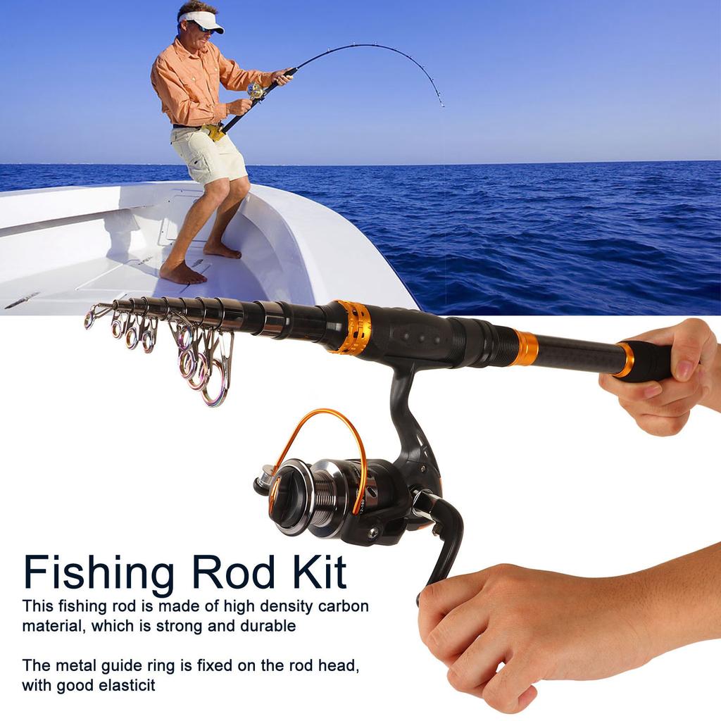 RE Series Telescopic Sea Fishing Rod Spinning Reel Combo Fishing Pole Kit Tackle Gear for Beginner Adults Saltwater Freshwater