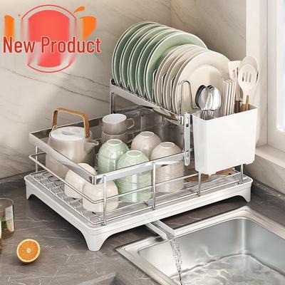 Escurridor de Platos Duradero para Encimera de Cocina: Almacenamiento de cuencos, platos y cubiertos