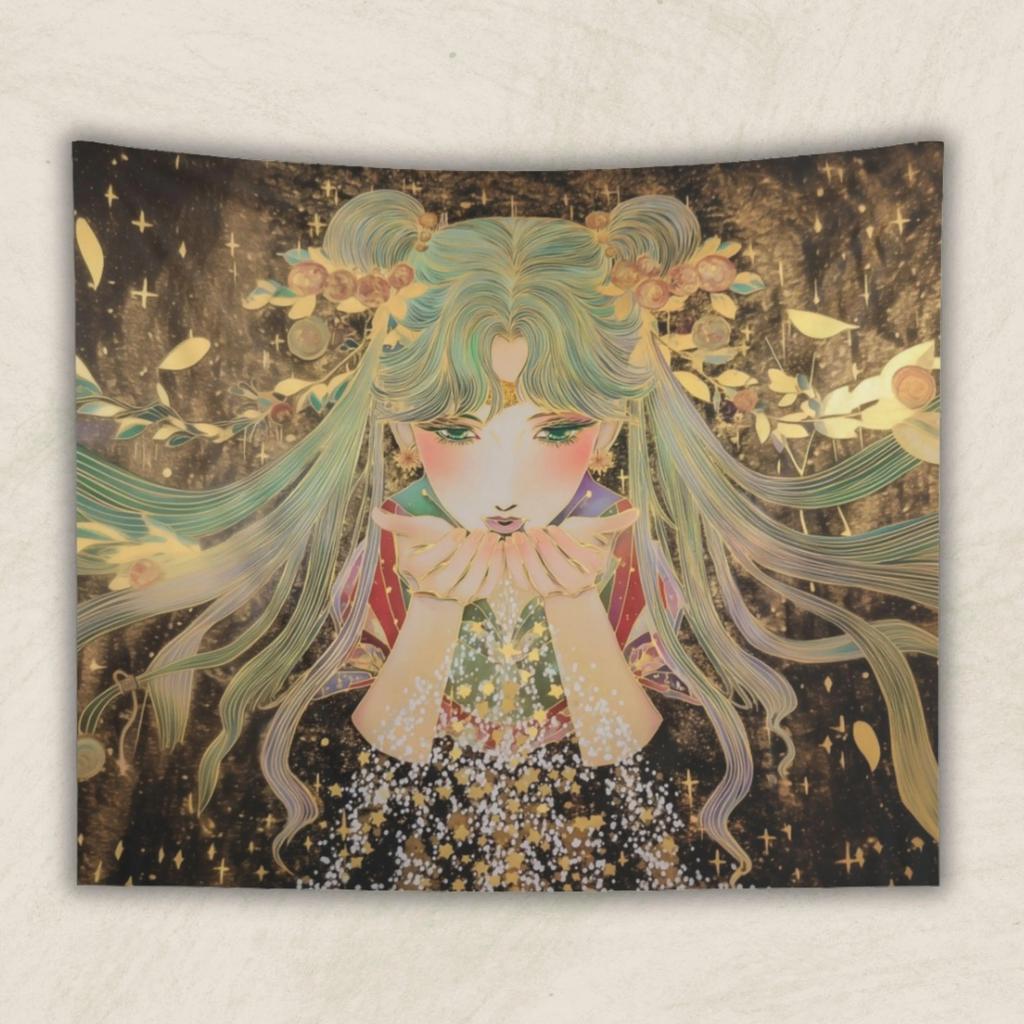 VIKAMA Anime Style Star Moon Goddess Tapestry Background Cloth Esports Room Girl Heart Atmosphere Decoration Room Decoration