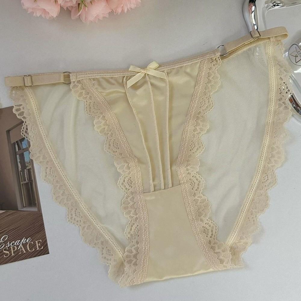 Low Waist Underwear for Women Bow Mesh Briefs Sweet Lace Panties  Girl