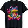 Cute Frog Tie-Dye Frog Peace Sign Hippie T-Shirt