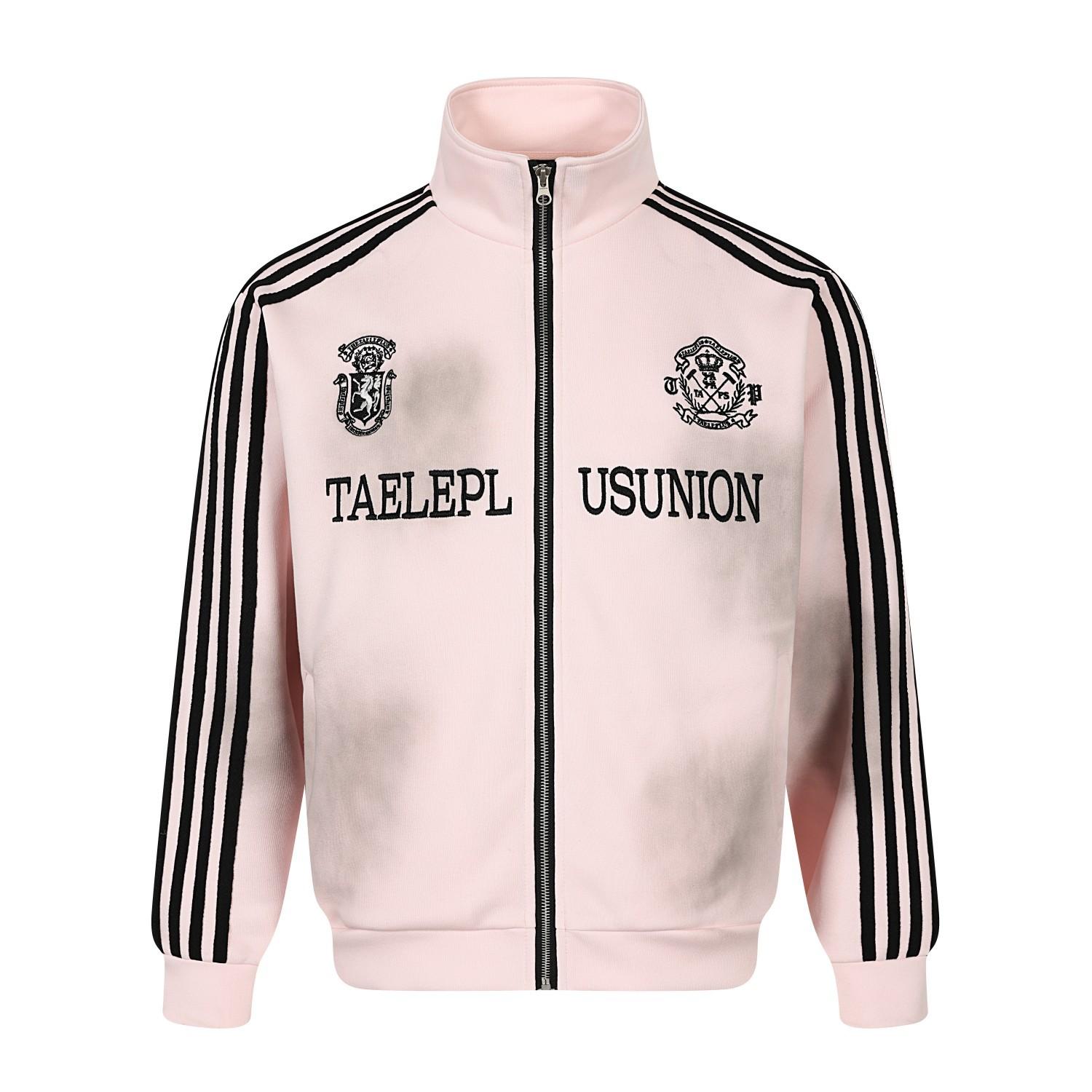 Men s American sports striped sweater cardigan dirty dyed old jersey jacket S розовый