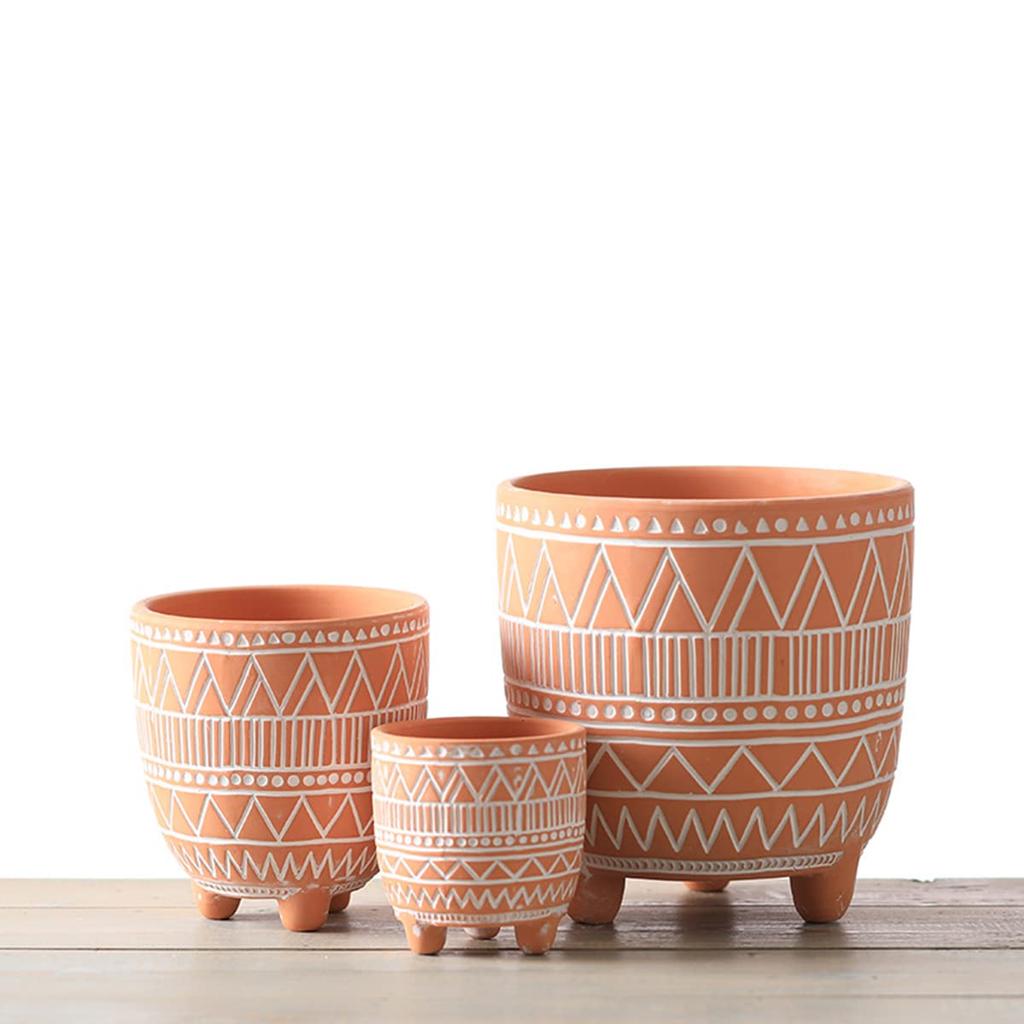 Vas ceramic elegant Jingde ware pentru flori, ghiveci cu trei picioare din teracotă, cu imitație roșie mată pe fund, plantă ornamentală în ghiveci cu flori retro