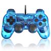 K&SGAMER PS2 Compatible Wired Controller Gamepad with Genuine-Quality Controls, High-Precision Buttons, and Comfortable Grip (Clear Blue)