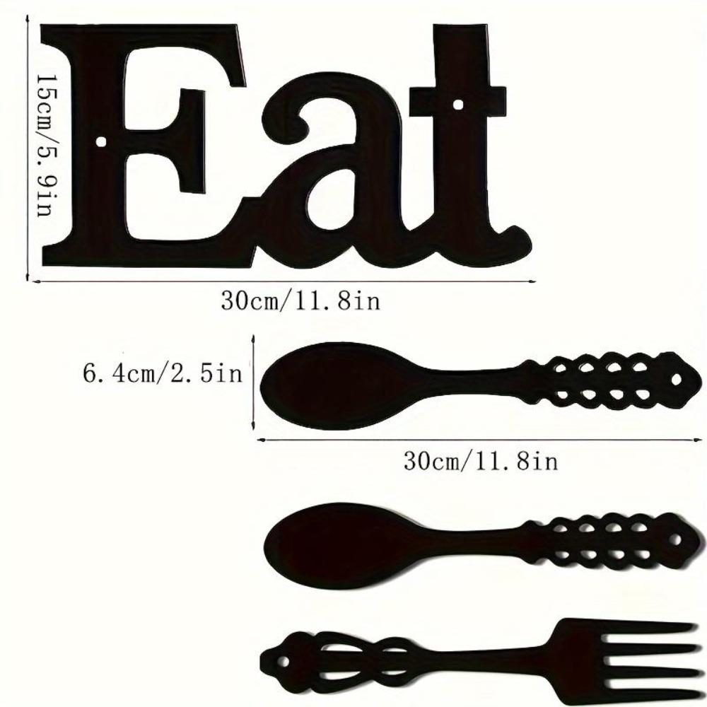 Iron Wall Art EAT Sign Farmhouse Kitchen Decor Rustic Utensils Gift
