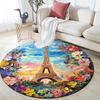 Eiffel Tower Paris Round Area Rug,Carpet Rug for Living Room Bedroom Sofa Playroom Decor,Non-slip Floor Mat