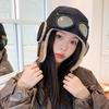 Bonnet Aviateur de Ski pour Femme avec Lunettes Amovibles