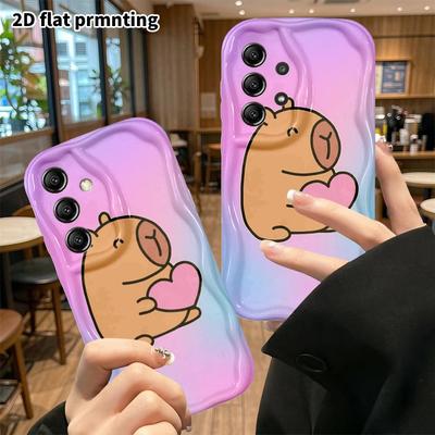 Phone Case: 2D Flat Samsung Galaxy A34 A35 S20 S22 S21 FE Plus Ultra Protective Case, Hugging Cute Capybara, Christmas and Halloween Gift