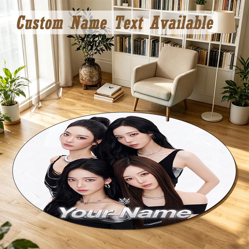 Round Rug Custom Nameaespa Pattern Non Slip Carpet Home Floor Decor