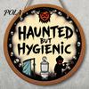 Waterproof Halloween Sign Bathroom Hanging Ornaments, Creative Ghost Wooden Party Decoration Sign, Decorative Wall for Restroom Rustic Wood Decor