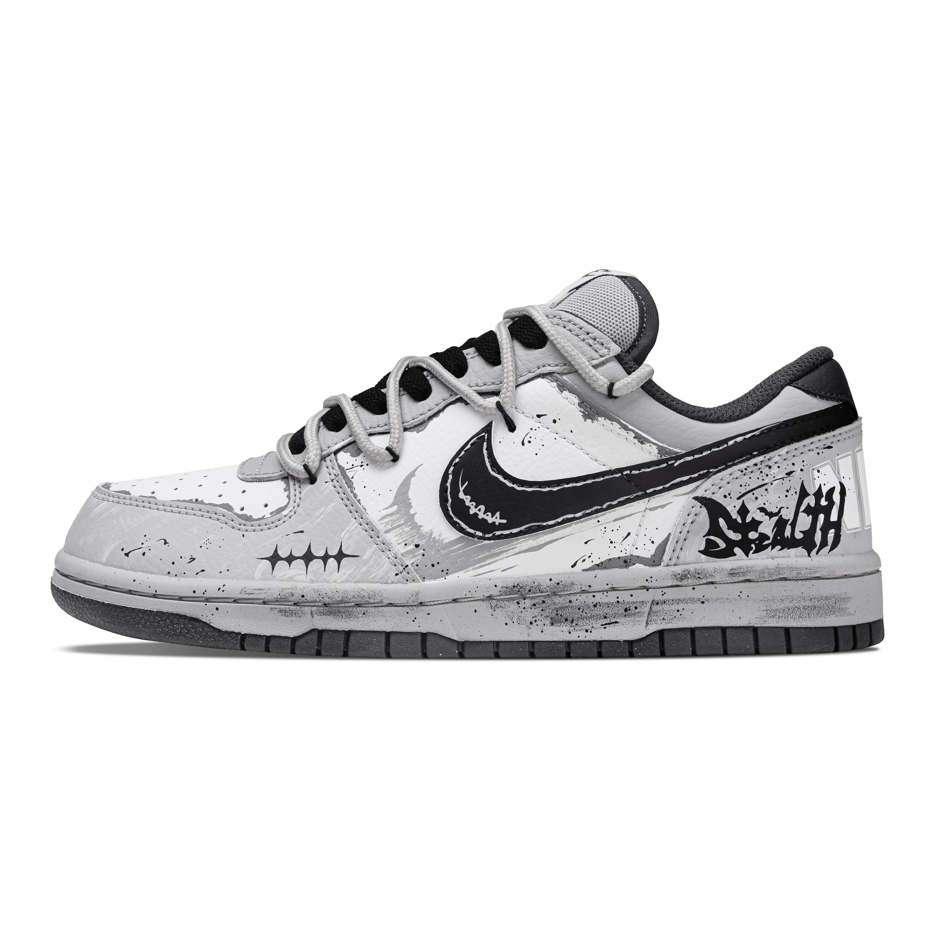 

Nike Big Journey To The Moon Abrasion Resistant Slip Resistant Low top Skateboard Shoes Men s Black White Gray 355152-017(Team864-) 45