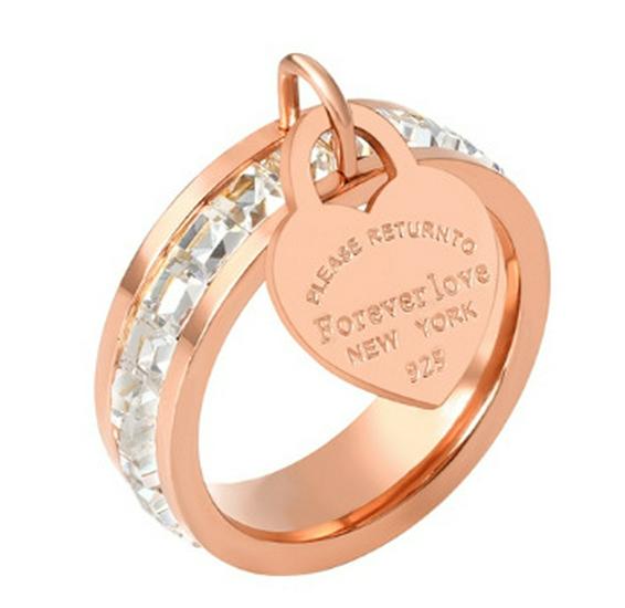 Gold-Plated Stainless Steel Heart Ring with Engraving