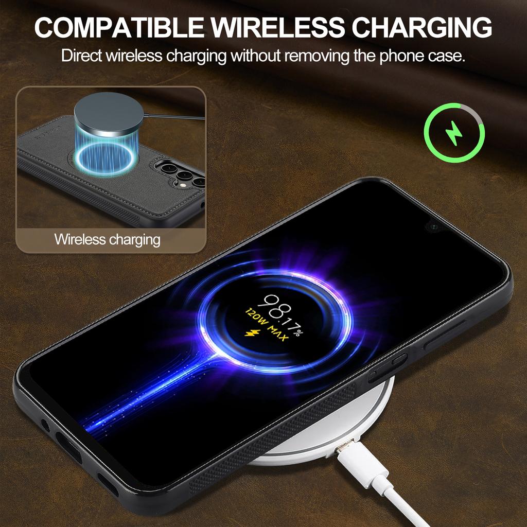 LC.IMEEKE For Samsung Galaxy A17 5G Magnetic Case Compatible with MagSafe Leather+TPU Back Cover