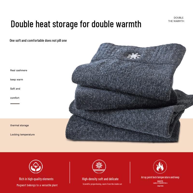 Wool Fleece Warm Knee Pads with Anti-Slip Mugwort Cashmere for Winter Cycling