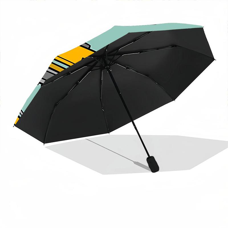 1pc Excavator Pattern Automatic Folding Umbrella - 8-Rib Automatic Open/Close, Large Canopy Birthday Festival Gift Yy251217128