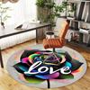 1pc Rose Love Round Chair mat office Area Rug - Non-Slip, Floor Mat for Office, Bedroom, and Indoor Decor p127136