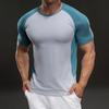 Summer Spliced Contrasting Ragdoll Sleeves American Style Casual Short-sleeved T-shirt Fashionable Sports Slim Elastic Fitness Outdoor T-shirt