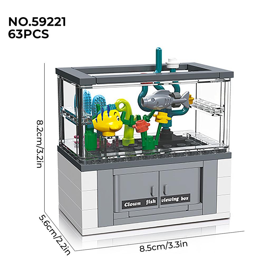 Micro Fish Tank Series Building Blocks Toy Desktop Model Creative Home Decoration Gift For Children